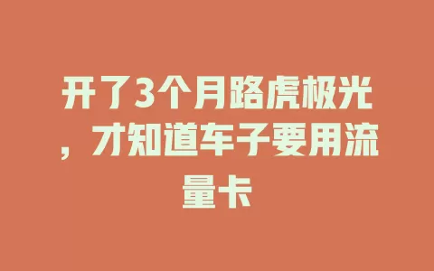 开了3个月路虎极光，才知道车子要用流量卡