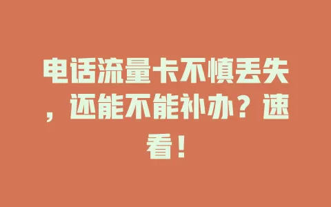 电话流量卡不慎丢失，还能不能补办？速看！