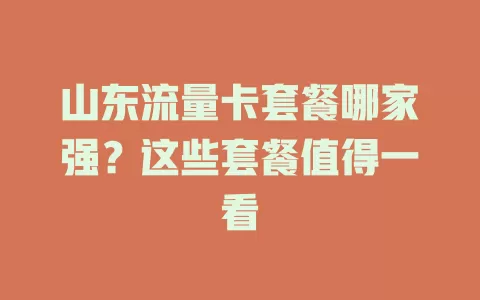 山东流量卡套餐哪家强？这些套餐值得一看