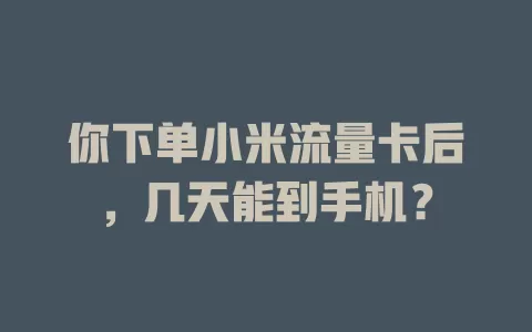 你下单小米流量卡后，几天能到手机？