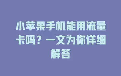 小苹果手机能用流量卡吗？一文为你详细解答