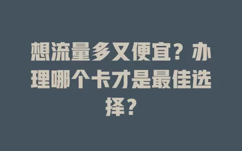 想流量多又便宜？办理哪个卡才是最佳选择？
