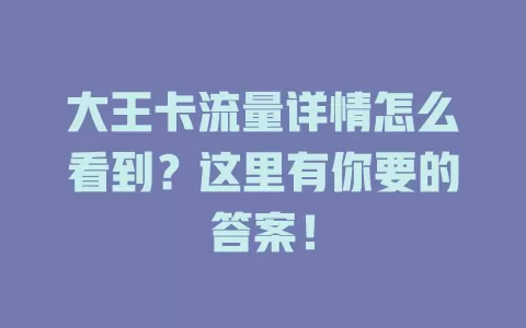 大王卡流量详情怎么看到？这里有你要的答案！