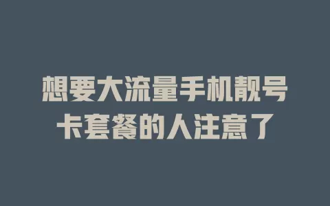想要大流量手机靓号卡套餐的人注意了
