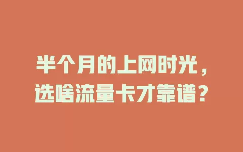 半个月的上网时光，选啥流量卡才靠谱？