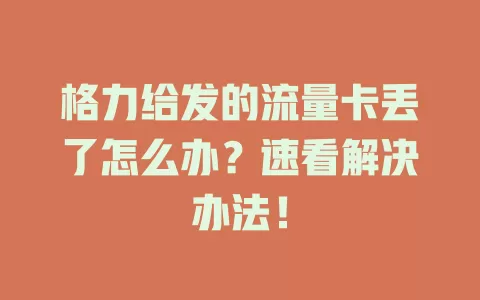格力给发的流量卡丢了怎么办？速看解决办法！