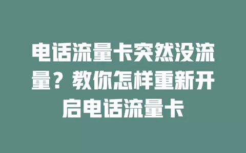 电话流量卡突然没流量？教你怎样重新开启电话流量卡