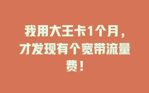 我用大王卡1个月，才发现有个宽带流量费！
