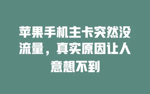 苹果手机主卡突然没流量，真实原因让人意想不到
