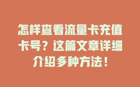 怎样查看流量卡充值卡号？这篇文章详细介绍多种方法！