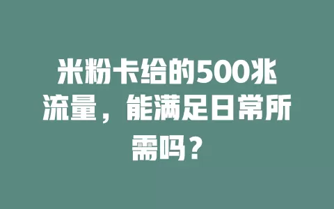 米粉卡给的500兆流量，能满足日常所需吗？