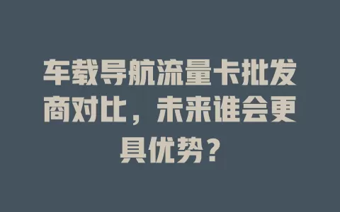 车载导航流量卡批发商对比，未来谁会更具优势？
