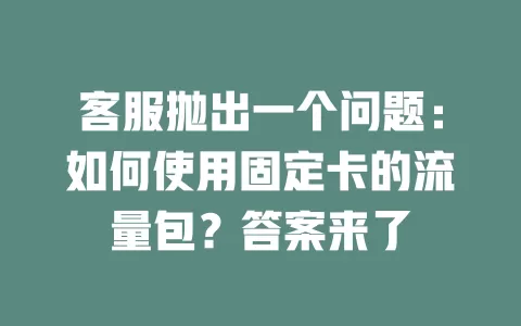 客服抛出一个问题：如何使用固定卡的流量包？答案来了