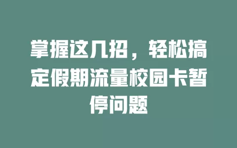 掌握这几招，轻松搞定假期流量校园卡暂停问题