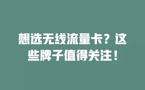 想选无线流量卡？这些牌子值得关注！