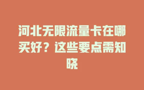 河北无限流量卡在哪买好？这些要点需知晓