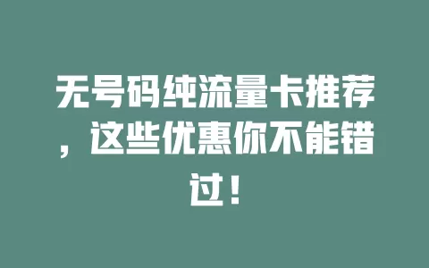 无号码纯流量卡推荐，这些优惠你不能错过！