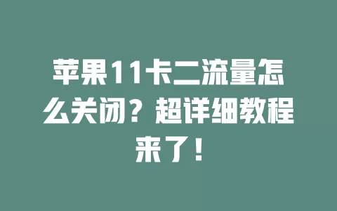 苹果11卡二流量怎么关闭？超详细教程来了！