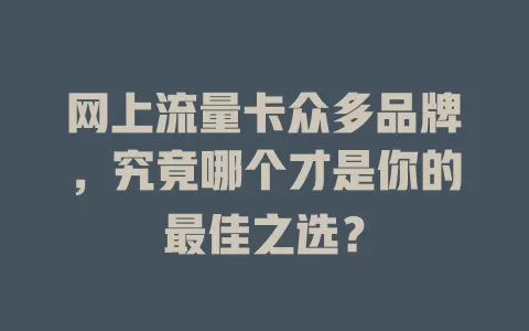 网上流量卡众多品牌，究竟哪个才是你的最佳之选？