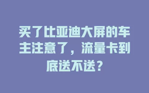 买了比亚迪大屏的车主注意了，流量卡到底送不送？