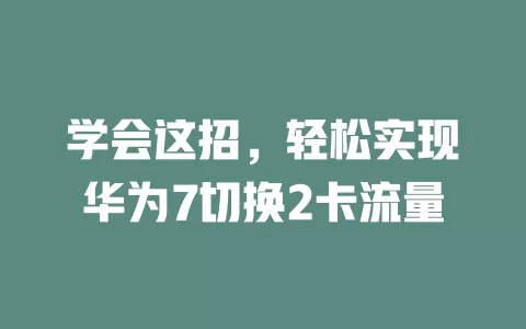 学会这招，轻松实现华为7切换2卡流量