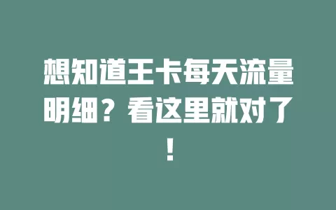 想知道王卡每天流量明细？看这里就对了！