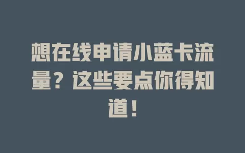 想在线申请小蓝卡流量？这些要点你得知道！