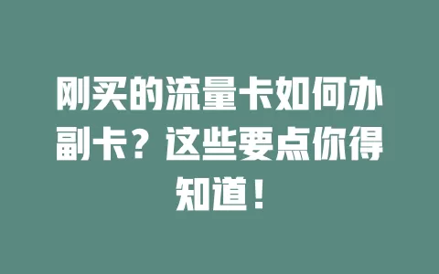 刚买的流量卡如何办副卡？这些要点你得知道！