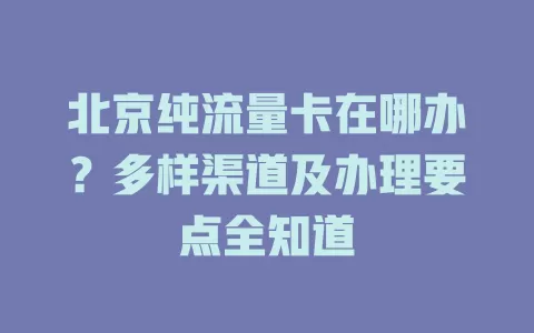 北京纯流量卡在哪办？多样渠道及办理要点全知道