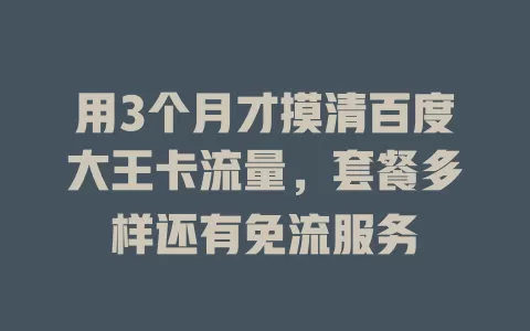 用3个月才摸清百度大王卡流量，套餐多样还有免流服务