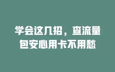学会这几招，查流量包安心用卡不用愁