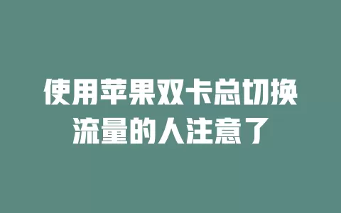 使用苹果双卡总切换流量的人注意了