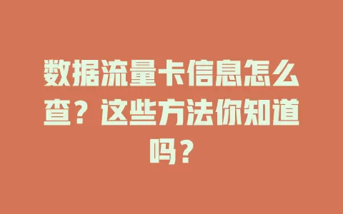 数据流量卡信息怎么查？这些方法你知道吗？