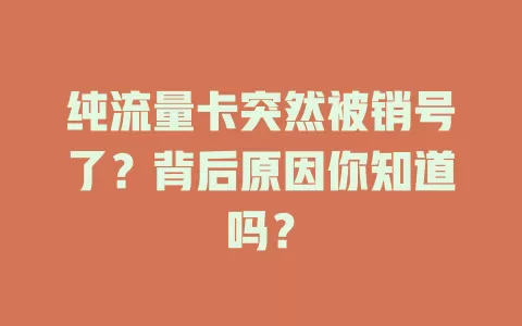 纯流量卡突然被销号了？背后原因你知道吗？