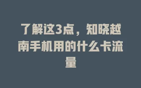 了解这3点，知晓越南手机用的什么卡流量