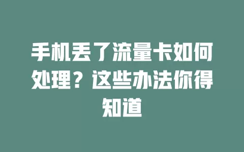 手机丢了流量卡如何处理？这些办法你得知道