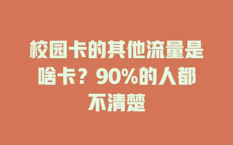 校园卡的其他流量是啥卡？90%的人都不清楚