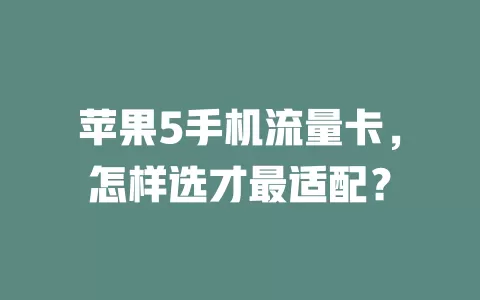 苹果5手机流量卡，怎样选才最适配？
