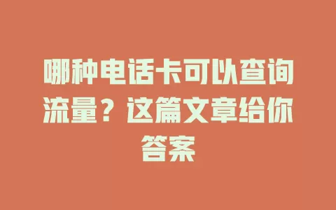 哪种电话卡可以查询流量？这篇文章给你答案