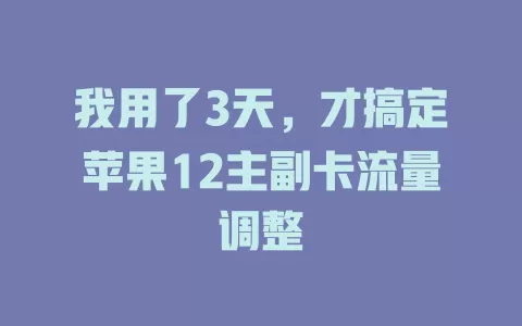 我用了3天，才搞定苹果12主副卡流量调整