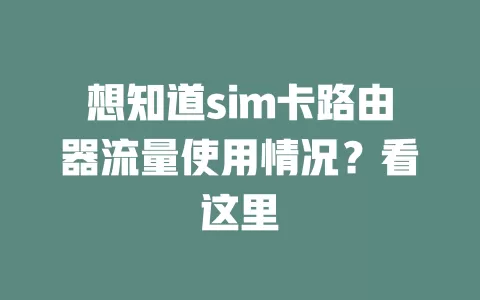 想知道sim卡路由器流量使用情况？看这里