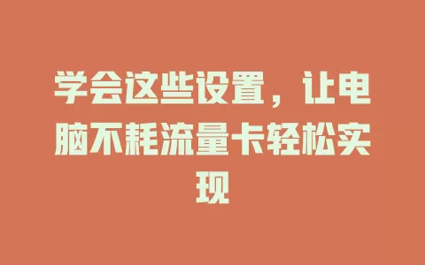 学会这些设置，让电脑不耗流量卡轻松实现