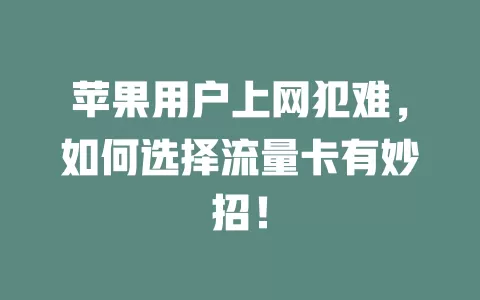 苹果用户上网犯难，如何选择流量卡有妙招！