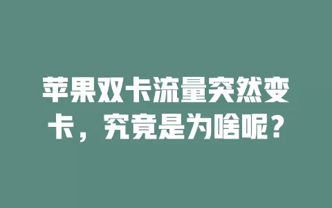 苹果双卡流量突然变卡，究竟是为啥呢？