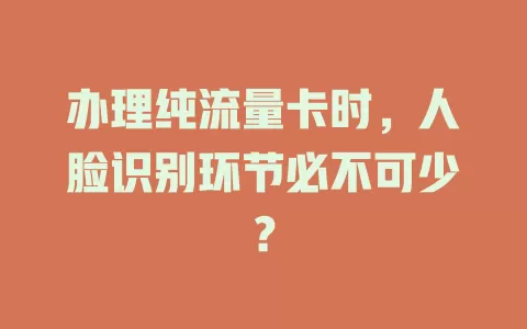 办理纯流量卡时，人脸识别环节必不可少？