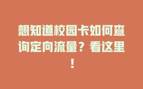 想知道校园卡如何查询定向流量？看这里！