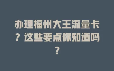 办理福州大王流量卡？这些要点你知道吗？