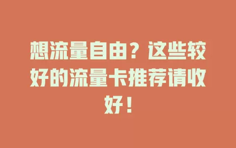 想流量自由？这些较好的流量卡推荐请收好！