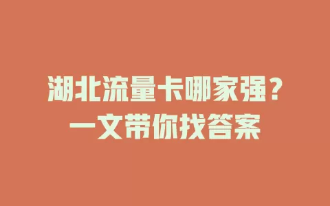 湖北流量卡哪家强？一文带你找答案