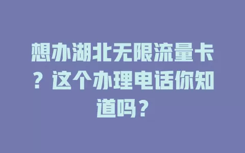 想办湖北无限流量卡？这个办理电话你知道吗？